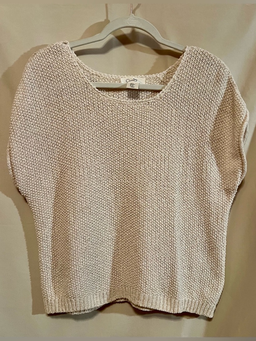 Jessica Simpson Cream Short-Sleeve Knit Sweater Size M